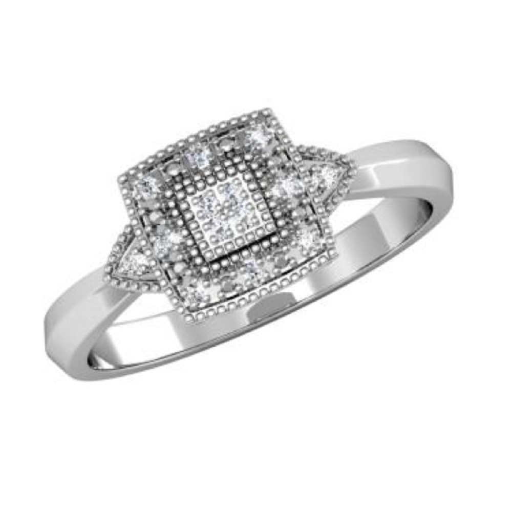 Rhodium/Sterling Silver 0.06ctw Diamond Ring Sz 7